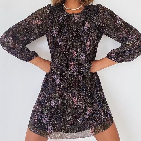Artizia Wilfred Daydreamer Pleated Mini Dress Multicolor Pattern Size Large - Picture 1 of 14